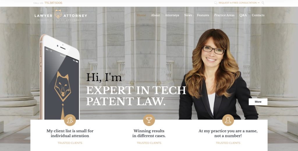 Lawyer website theme example screenshot